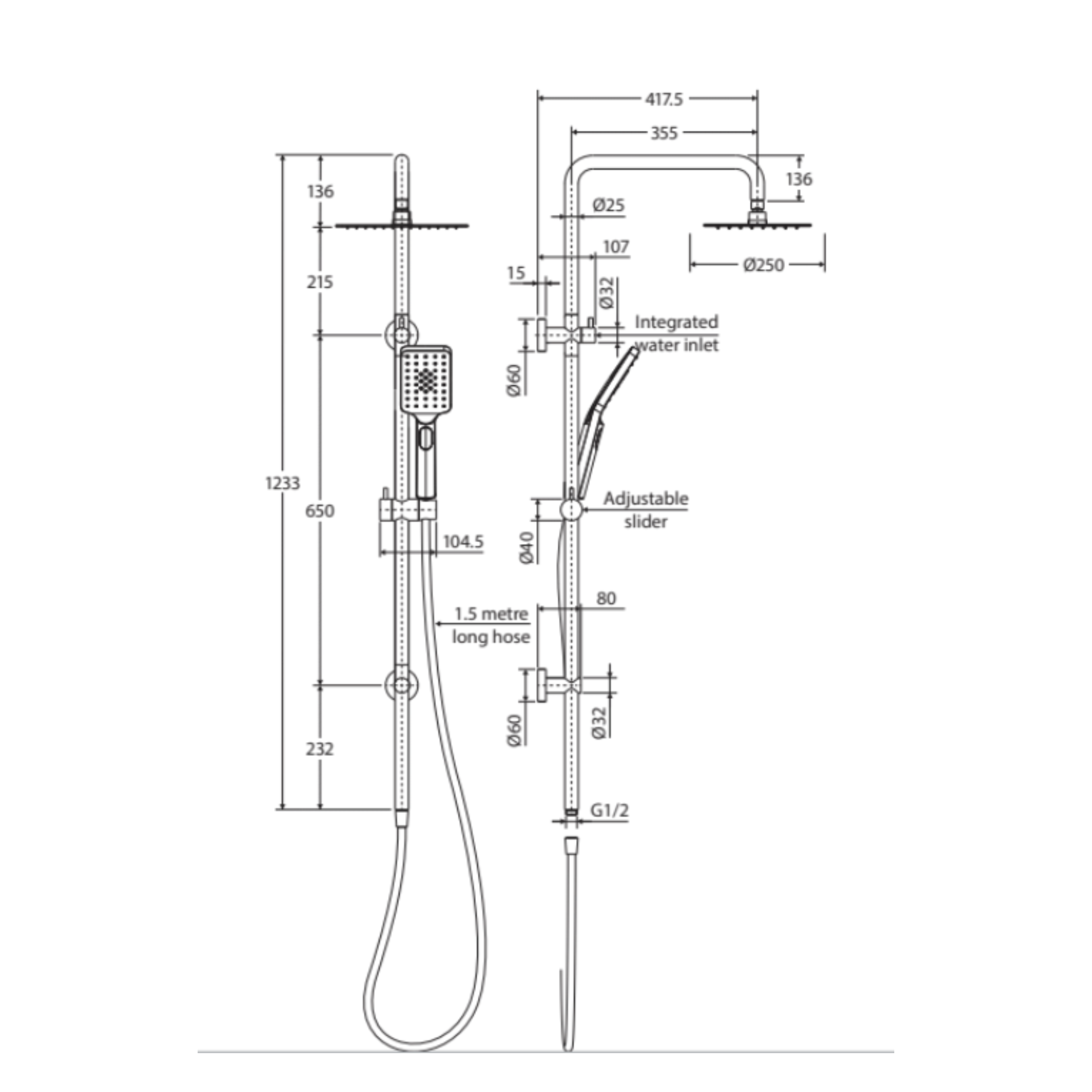 FIENZA TONO TWIN SHOWER MATTE BLACK