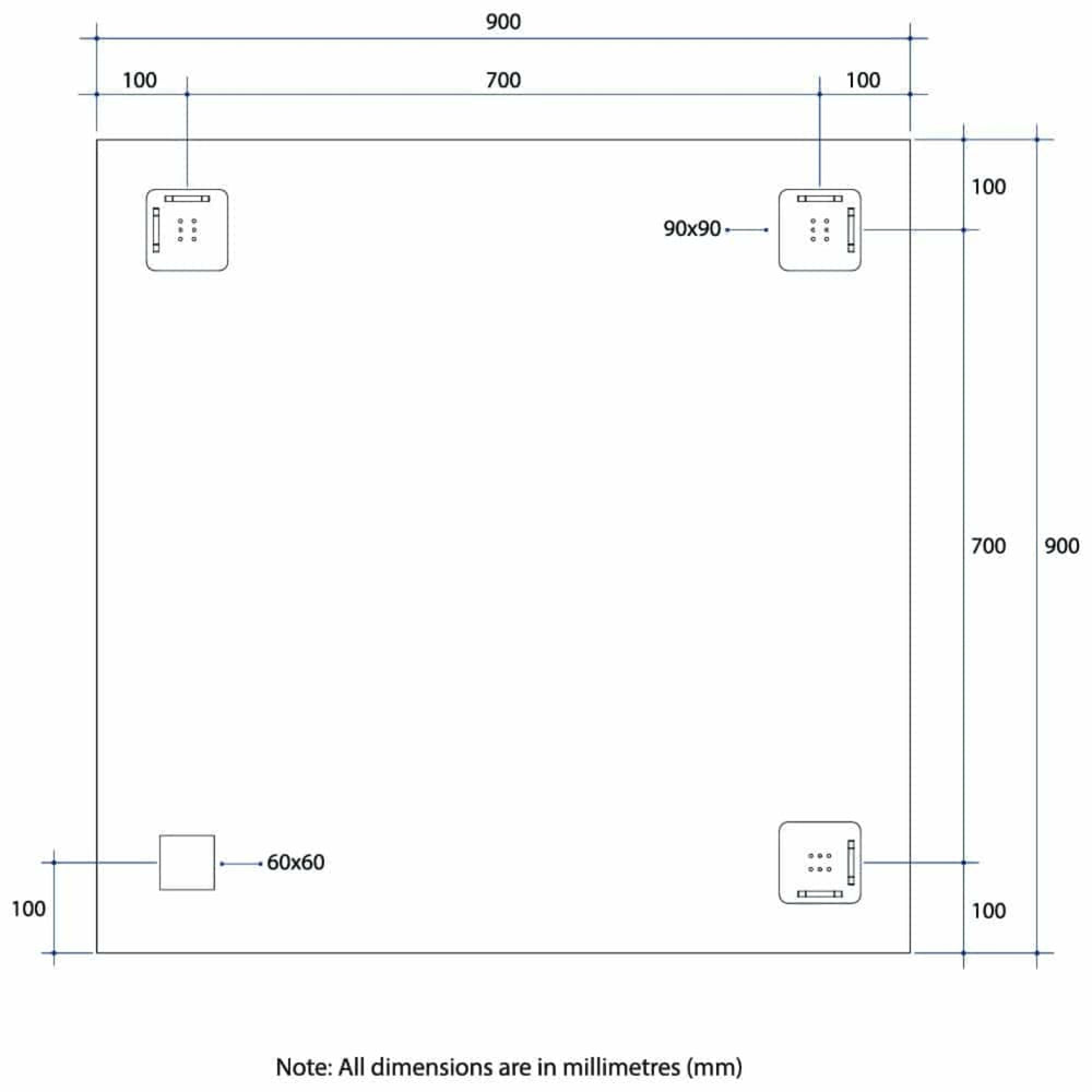 THERMOGROUP ABLAZE RECTANGLE 25MM BEVEL EDGE MIRROR 900MM