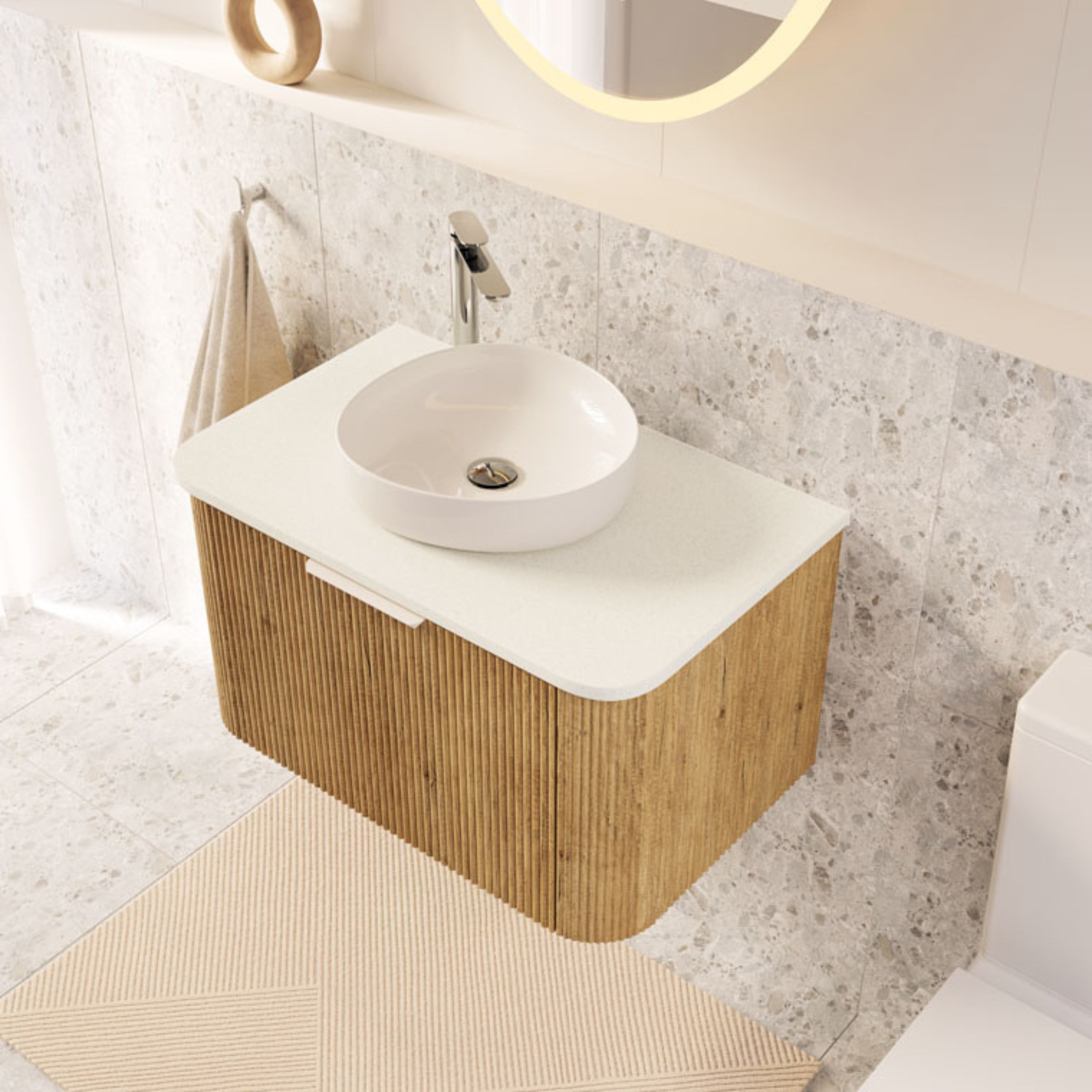 FIENZA PEBBLE ABOVE COUNTER BASIN GLOSS WHITE 400MM