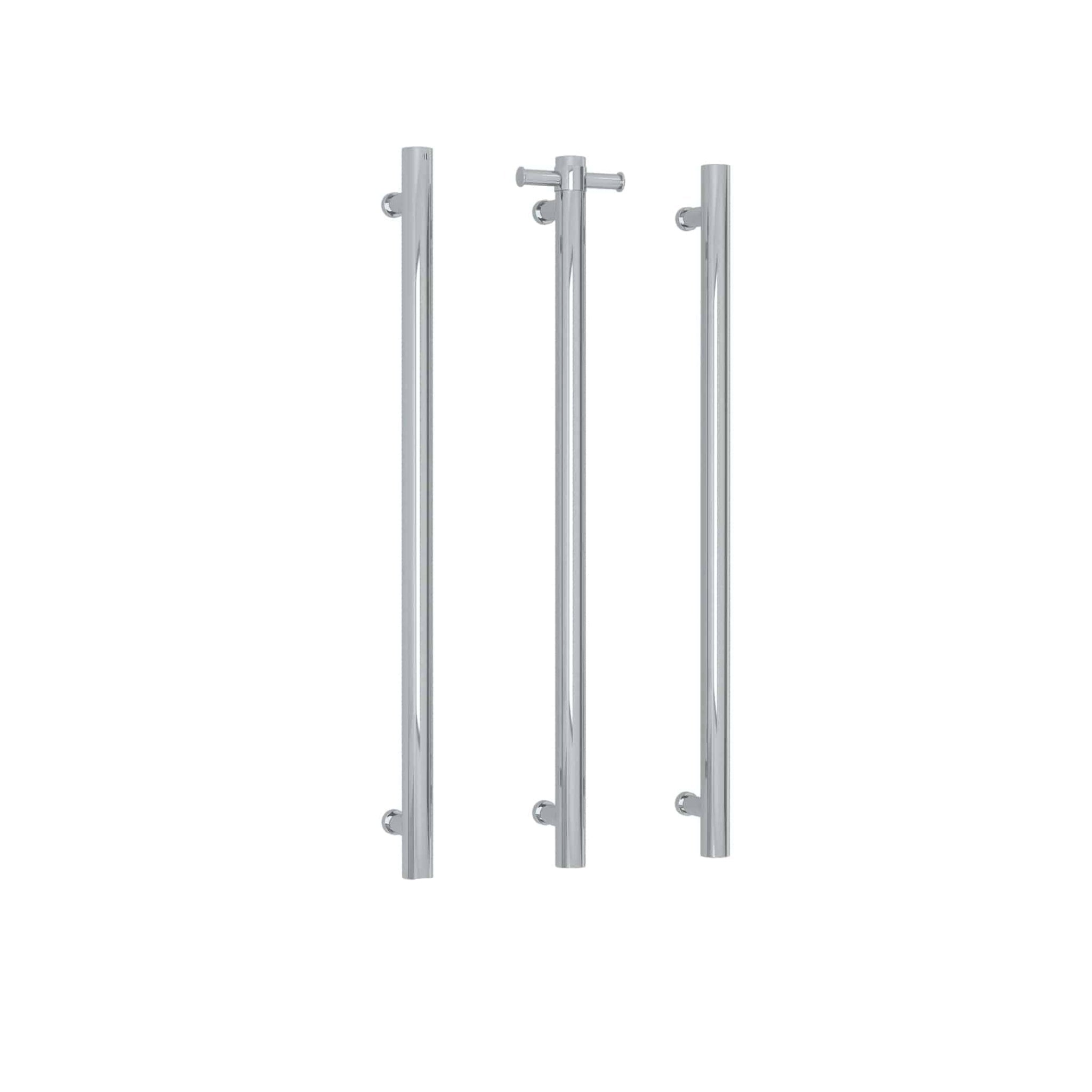THERMOGROUP ROUND VERTICAL HEATED SINGLE TOWEL RAIL POLISHED STAINLESS STEEL 900MM