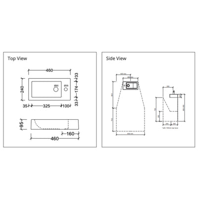 DUROCLASS COVE ENSUITE WALL HUNG ACCESSIBLE BASIN GLOSS WHITE 420MM