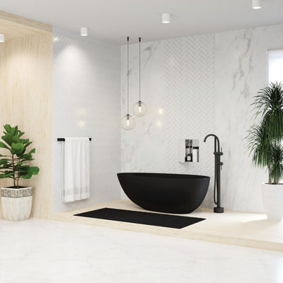 FIENZA BAHAMA SOLID SURFACE FREESTANDING BATHTUB MATTE BLACK 1700MM