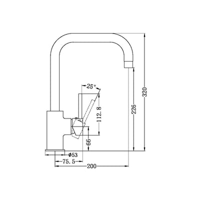 NERO DOLCE KITCHEN MIXER SQUARE SHAPE 320MM BRUSHED NICKEL