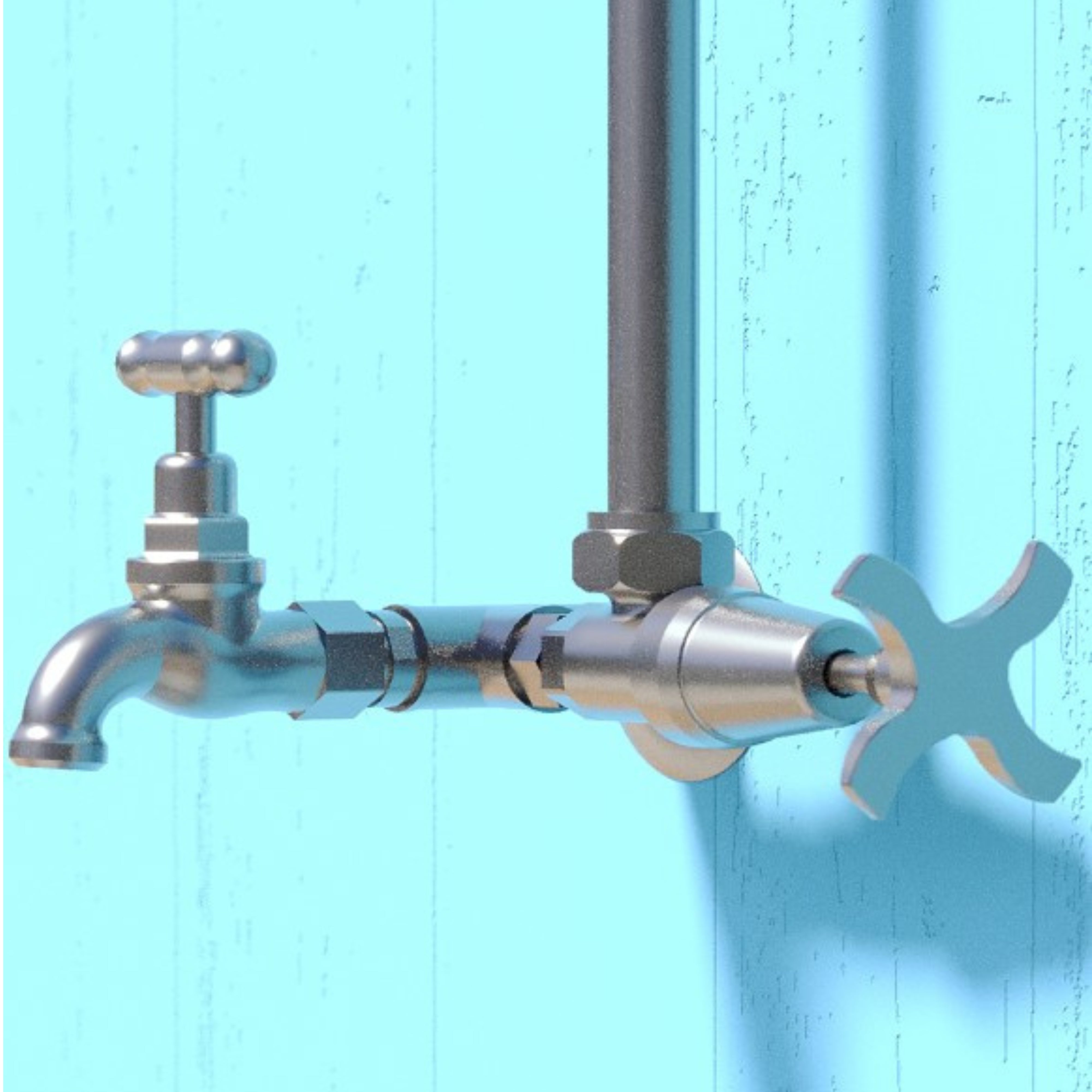 RAINWARE BRIBIE WALL MOUNTED OUTDOOR COLD SHOWER AND HOSE TAP OR FOOTWASH STAINLESS STEEL