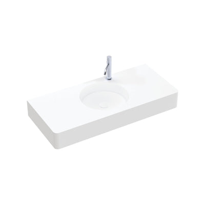 FIENZA ENCANTO SOLID SURFACE WALL HUNG BASIN WITH TAPHOLE MATTE WHITE 1000MM