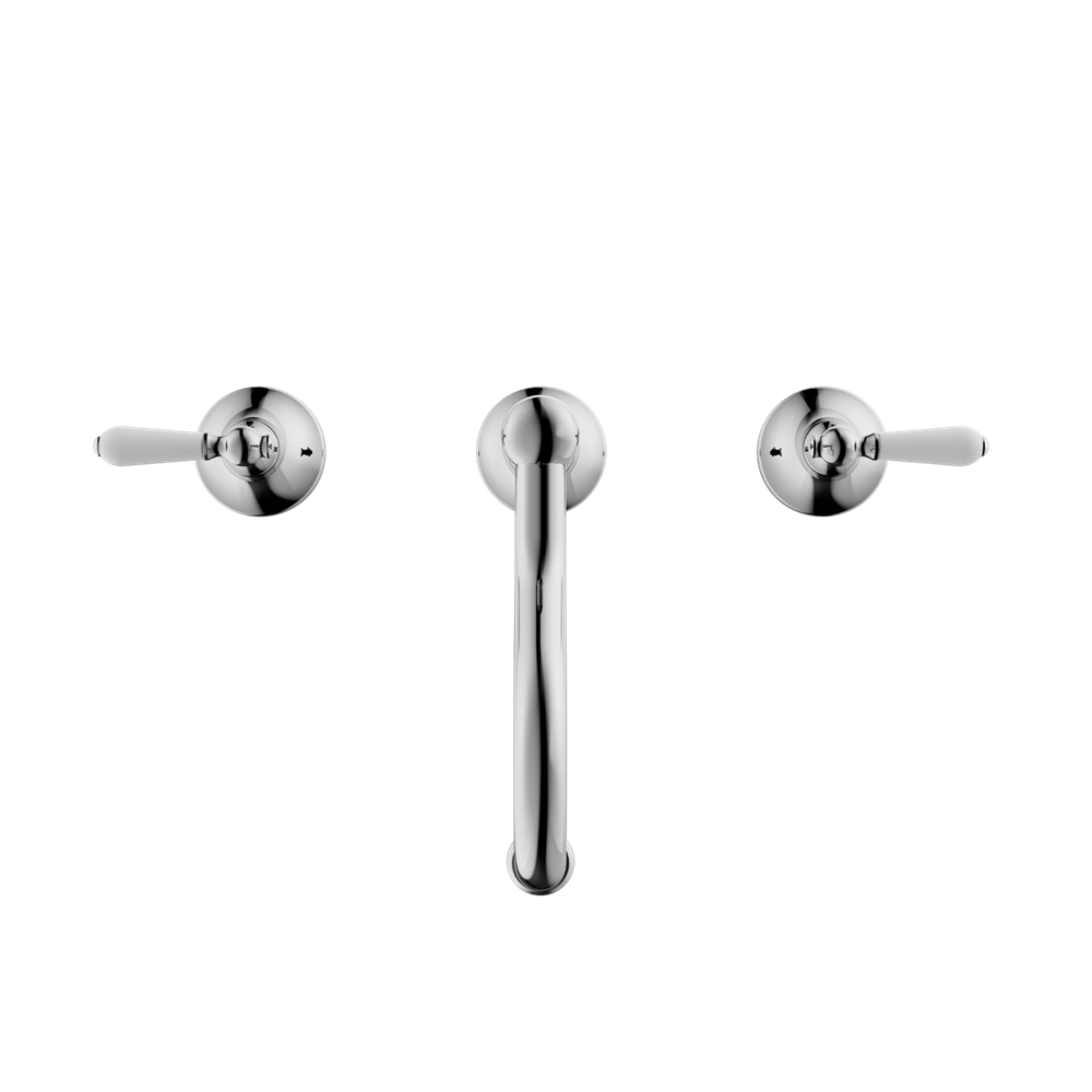 NERO YORK THREE PIECE BASIN SET WITH WHITE PORCELAIN LEVER CHROME