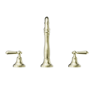 NERO YORK THREE PIECE BASIN SET WITH METAL LEVER AGED BRASS