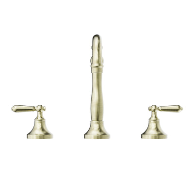 NERO YORK THREE PIECE BASIN SET WITH METAL LEVER AGED BRASS