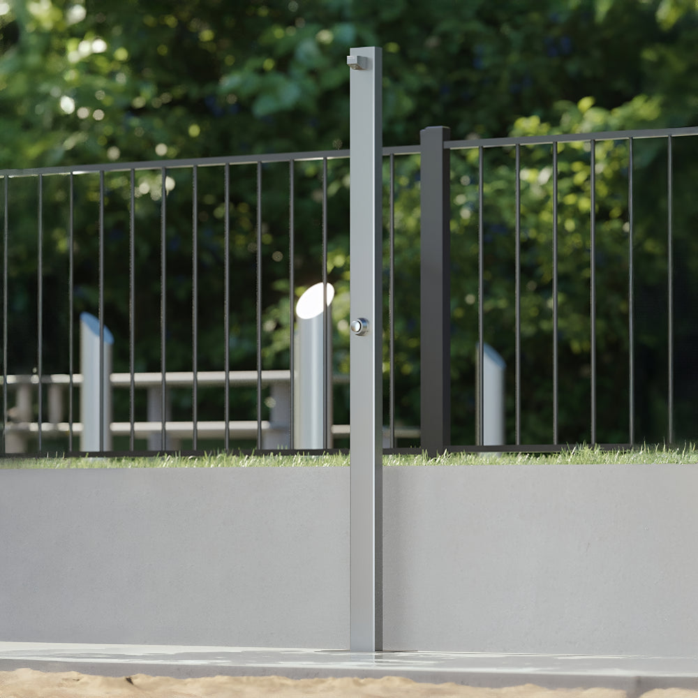 RAINWARE BEACH SLIM FREESTANDING OUTDOOR TIME FLOW SINGLE SHOWER STAINLESS STEEL