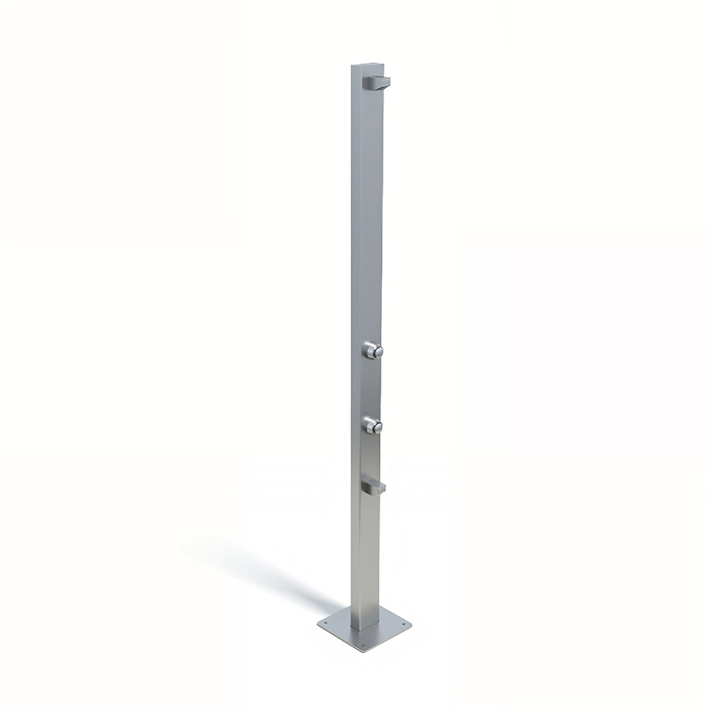 RAINWARE BEACH SLIM FREESTANDING OUTDOOR TIME FLOW SINGLE SHOWER AND FOOTWASH STAINLESS STEEL