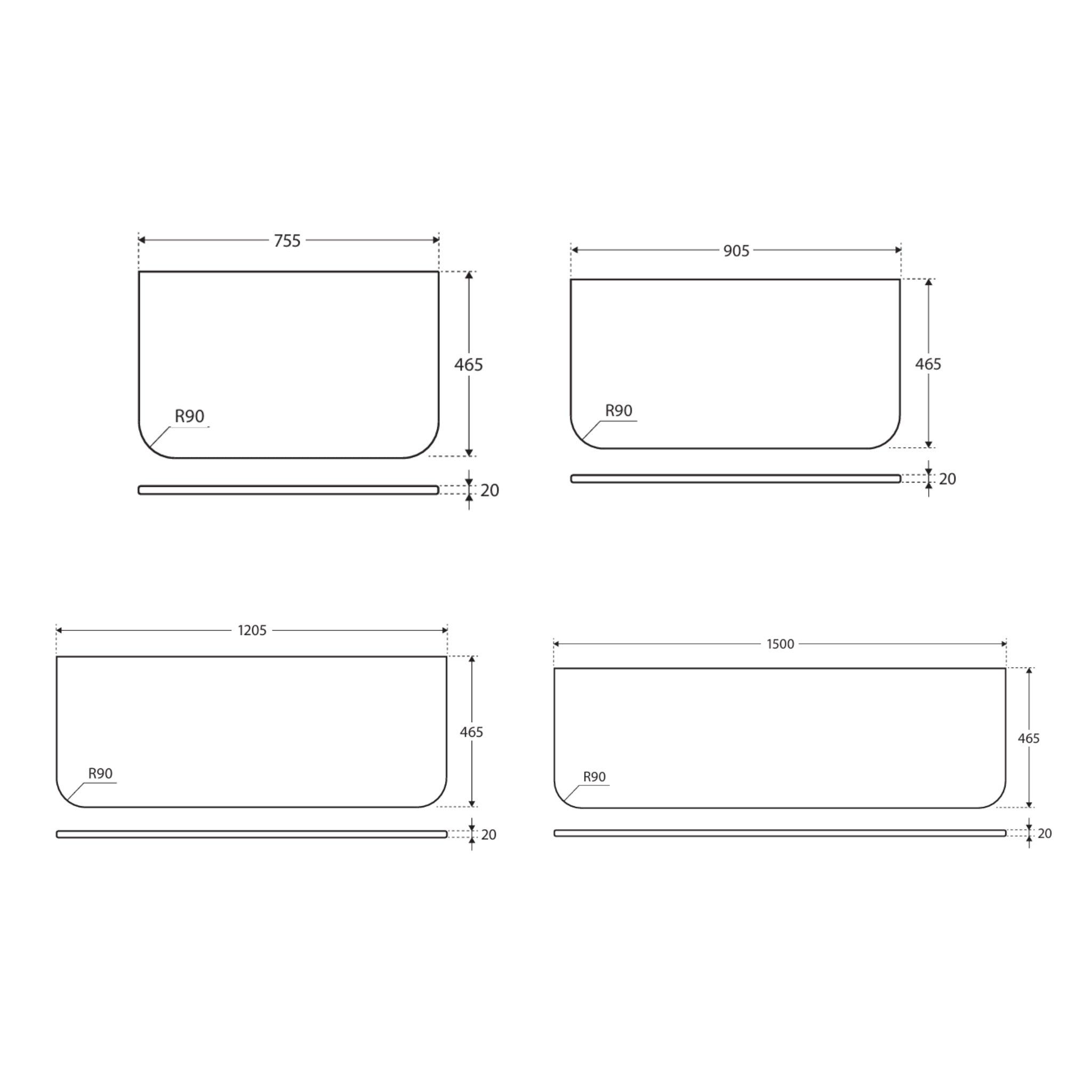 FIENZA CRYSTAL PURE SILICA FREE CURVED DEPTH STONE BENCHTOP (AVAILABLE IN 750MM 900MM 1200MM AND 1500MM)