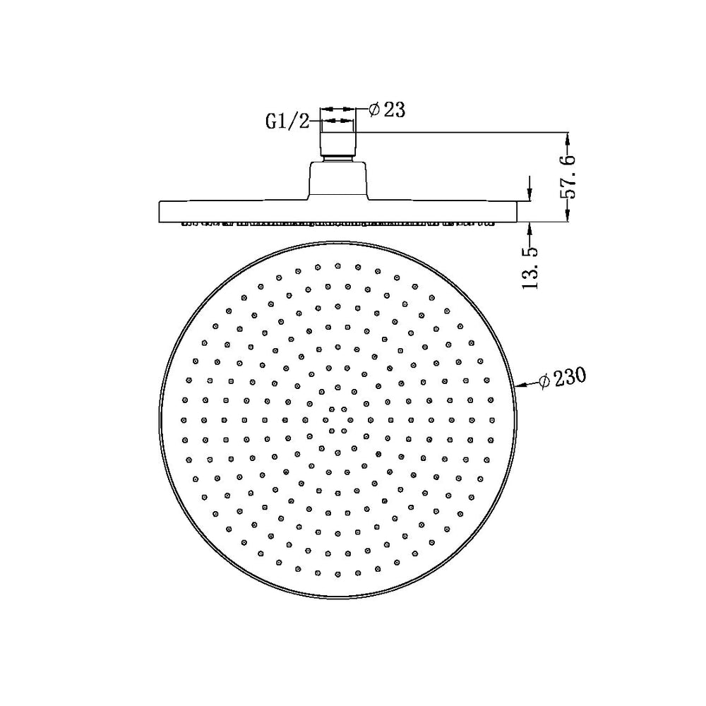 NERO AIR SHOWER HEAD 230MM BRUSHED NICKEL