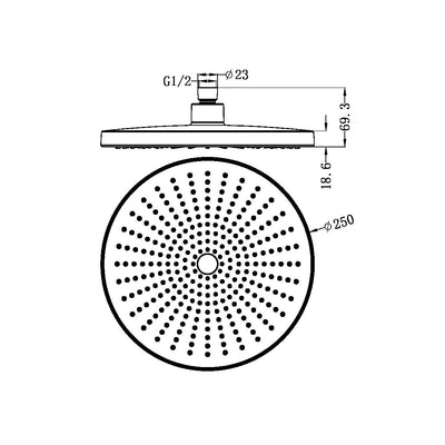 NERO OPAL ROUND SHOWER HEAD 250MM GUN METAL
