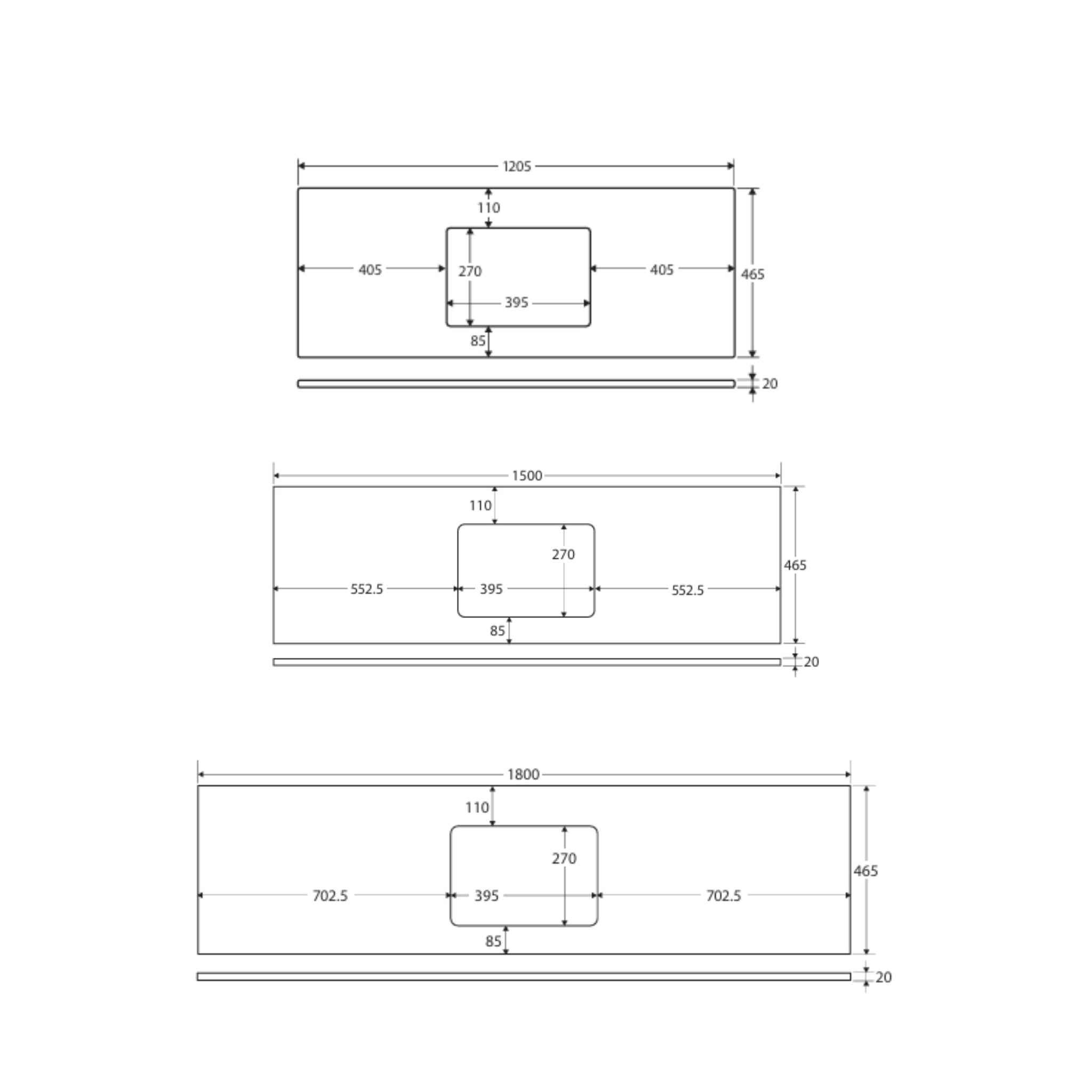 FIENZA POLAR SACCO SILICA FREE SINGLE BOWL UNDERMOUNT CUTOUT STONE BENCHTOP NO TAPHOLE (MULTIPLE SIZES AVAILABLE)