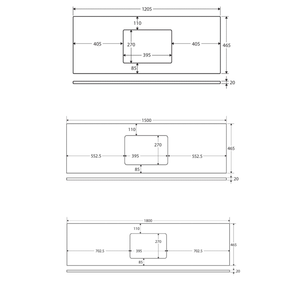 FIENZA MOONSCAPE RECTANGULAR SOLID SURFACE BENCHTOP WITH UNDERMOUNT BASIN HOLE (AVAILABLE IN 600MM, 750MM, 900MM, 1200MM, 1500MM AND 1800MM)