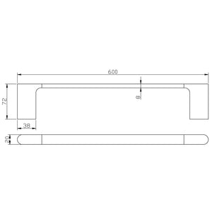 IKON CORA SINGLE TOWEL RAIL 600MM GUNMETAL