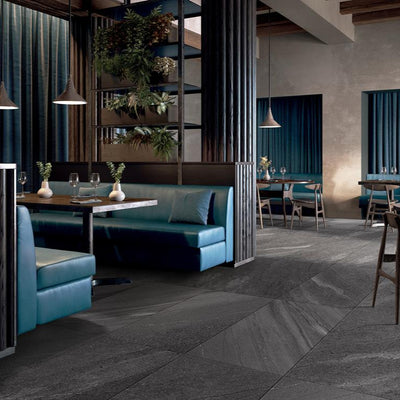 MUSES CREST DARK GREY FELLTEC 300X600MM RECTANGULAR TILE (PER BOX)