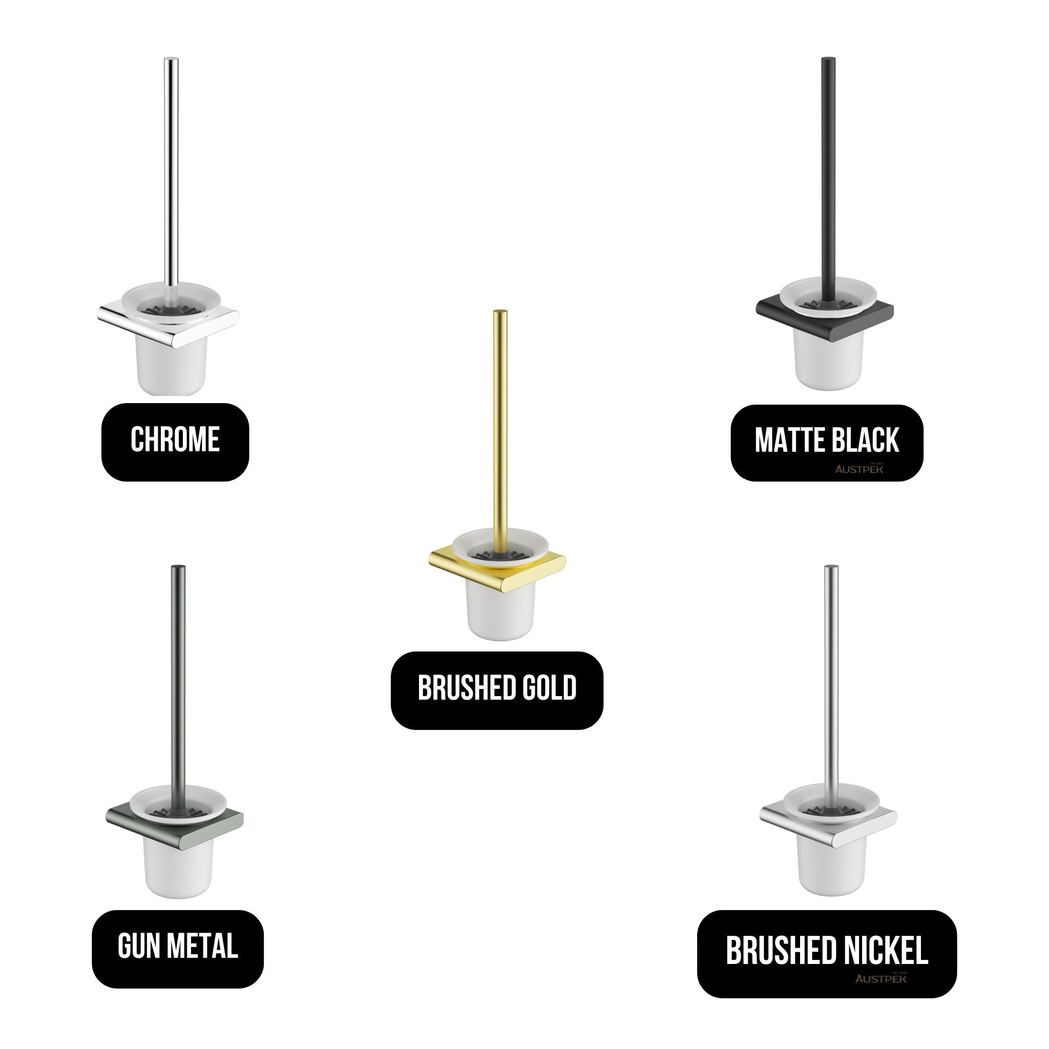 IKON CORA TOILET BRUSH HOLDER 375MM BRUSHED GOLD