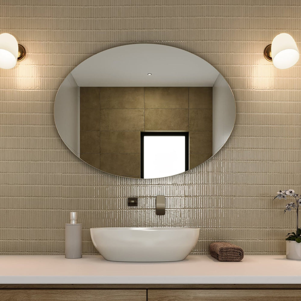 THERMOGROUP ABLAZE OVAL POLISHED EDGE GLUE MIRROR 600X800MM