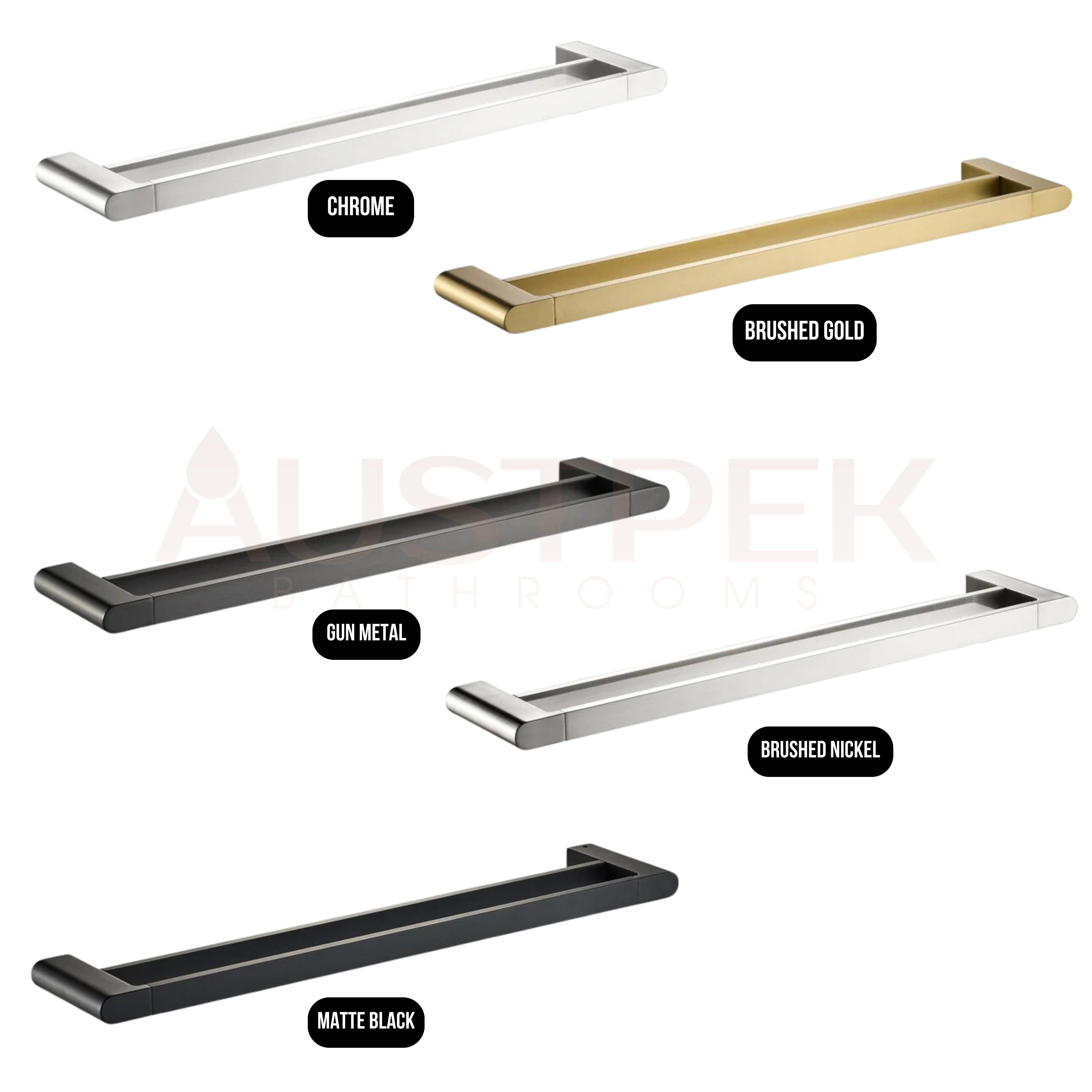 IKON FLORES DOUBLE NON-HEATED TOWEL RAIL MATTE BLACK 600MM AND 800MM