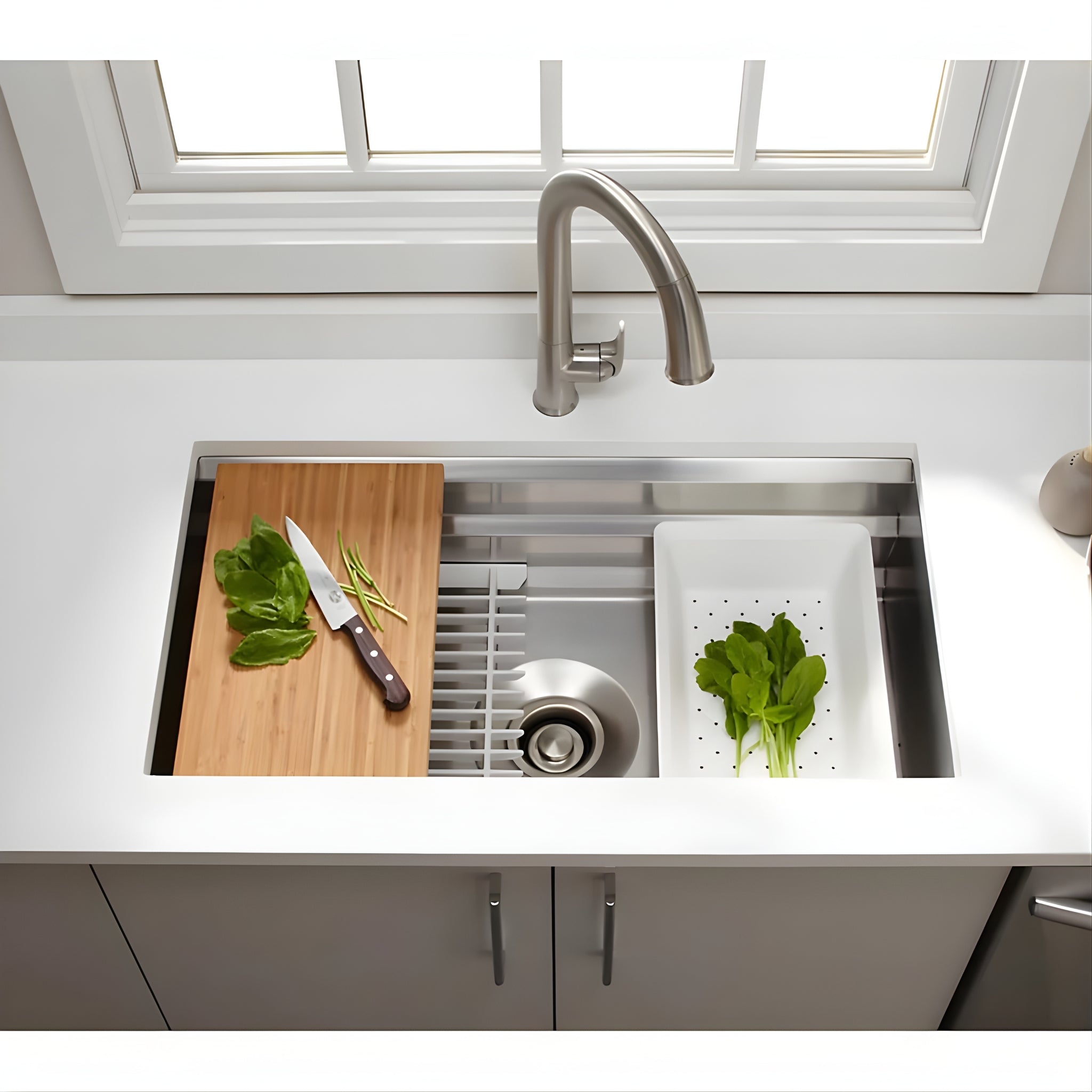 KOHLER PROLIFIC UNDERMOUNT WORKSTATION KITCHEN SINK STAINLESS STEEL 838MM