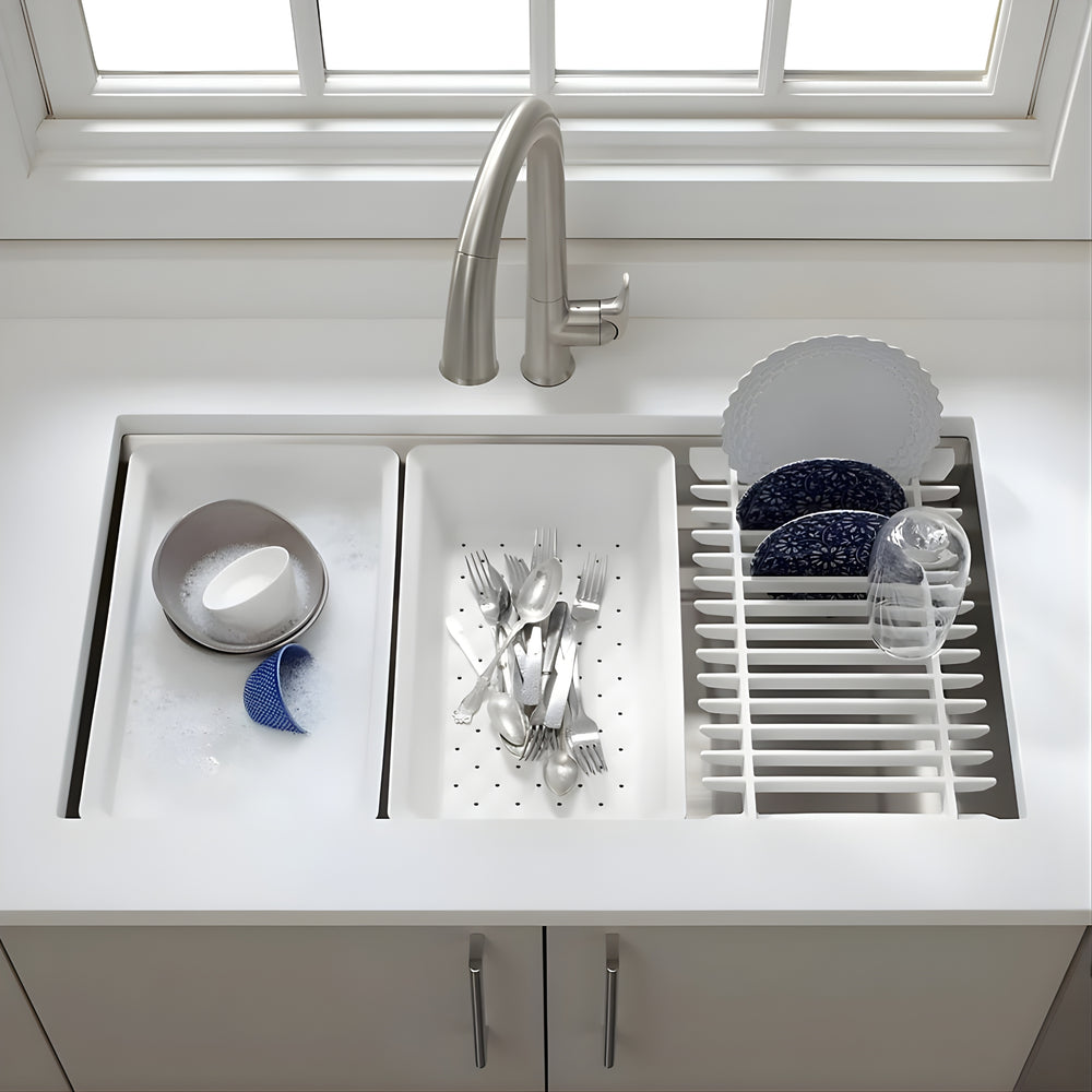 KOHLER PROLIFIC UNDERMOUNT WORKSTATION KITCHEN SINK STAINLESS STEEL 838MM