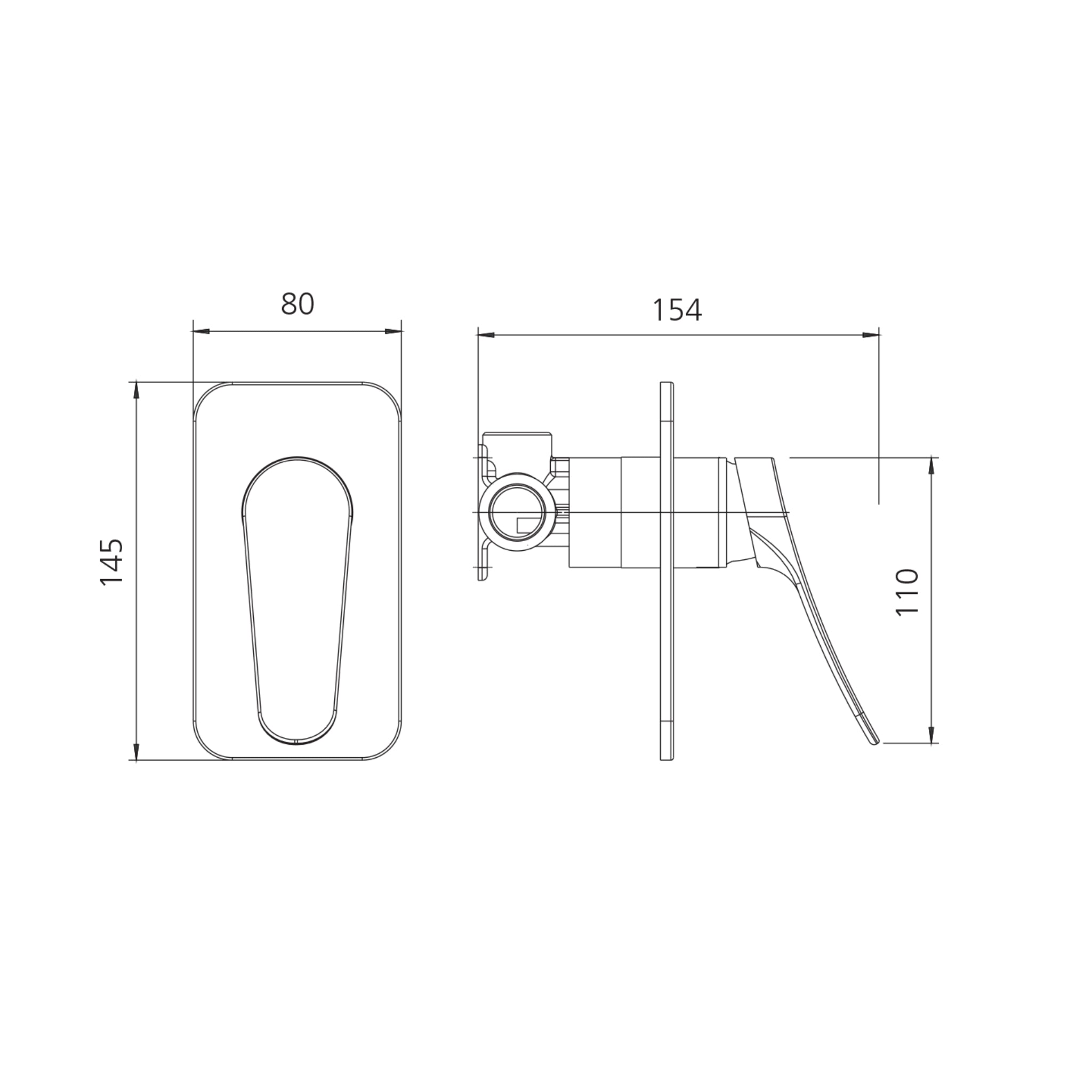 OLIVERI VERONA LEAD FREE WALL MIXER 145MM MATTE BLACK