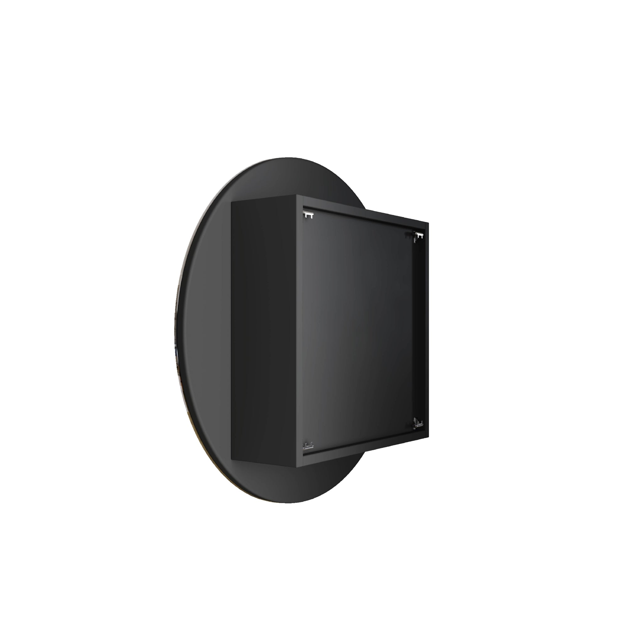 THERMOGROUP ABLAZE ROUND MIRROR CABINET BLACK 600MM