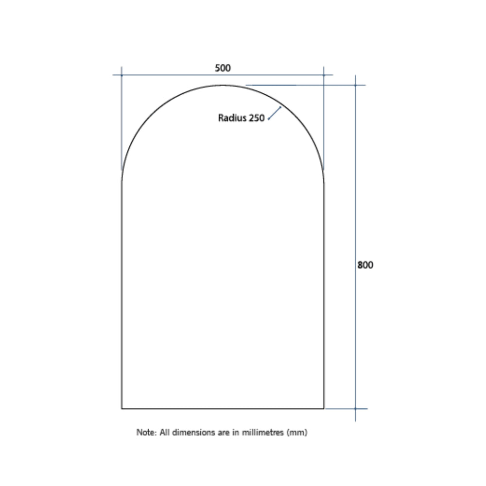 THERMOGROUP ABLAZE ARCH SHAPE MIRROR GLUE-TO-WALL 500X800MM