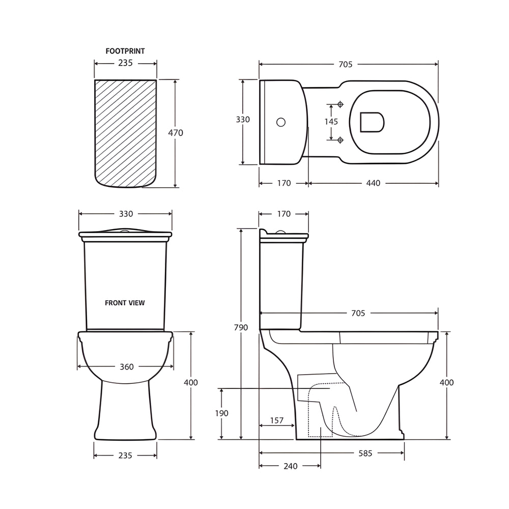 RAK CERAMICS WASHINGTON CLOSE COUPLED TOILET SUITE ALPINE WHITE WITH P-TRAP