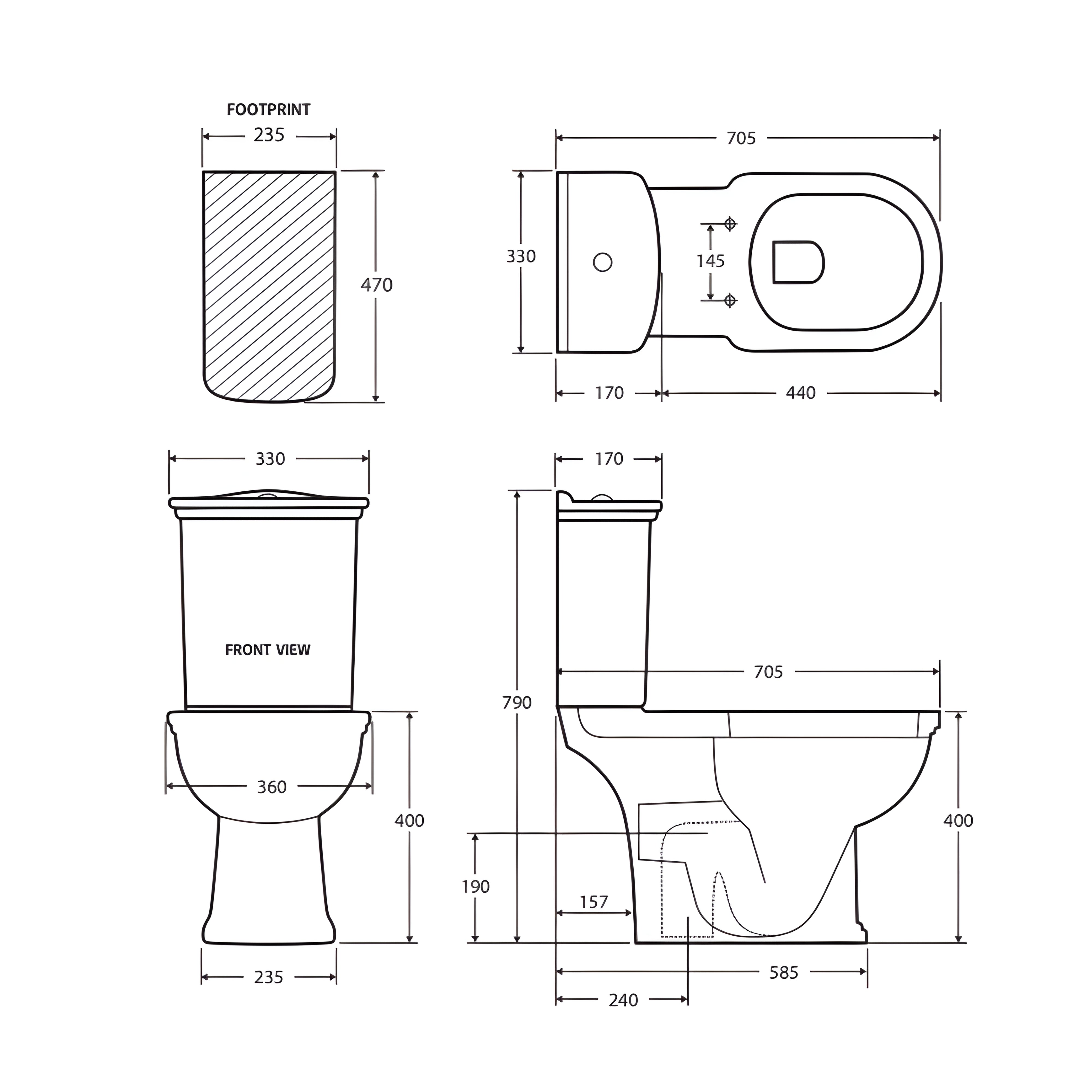 FIENZA RAK WASHINGTON CLOSE COUPLED TOILET SUITE ALPINE WHITE WITH P-TRAP