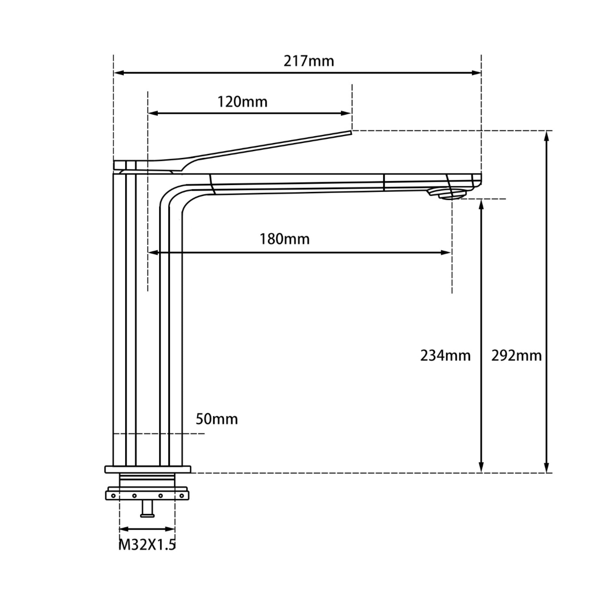 AQUAPERLA RUSHY TALL BASIN MIXER 292MM MATTE BLACK