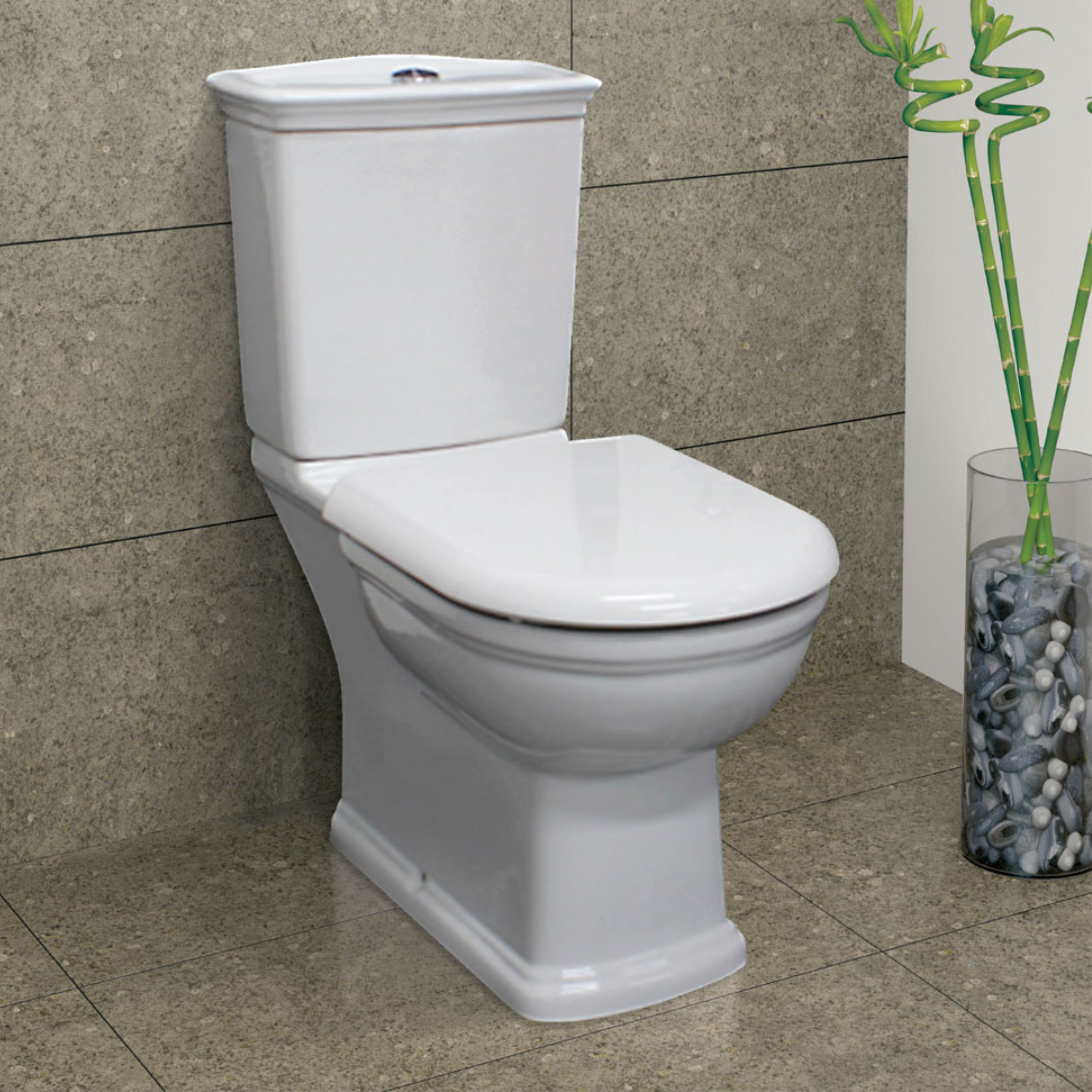 FIENZA RAK WASHINGTON CLOSE COUPLED TOILET SUITE ALPINE WHITE WITH S-TRAP