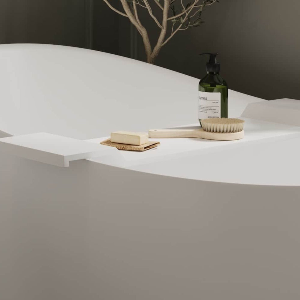 THERMOGROUP JASMINE SOLID SURFACE BATH CADDY 850MM WHITE