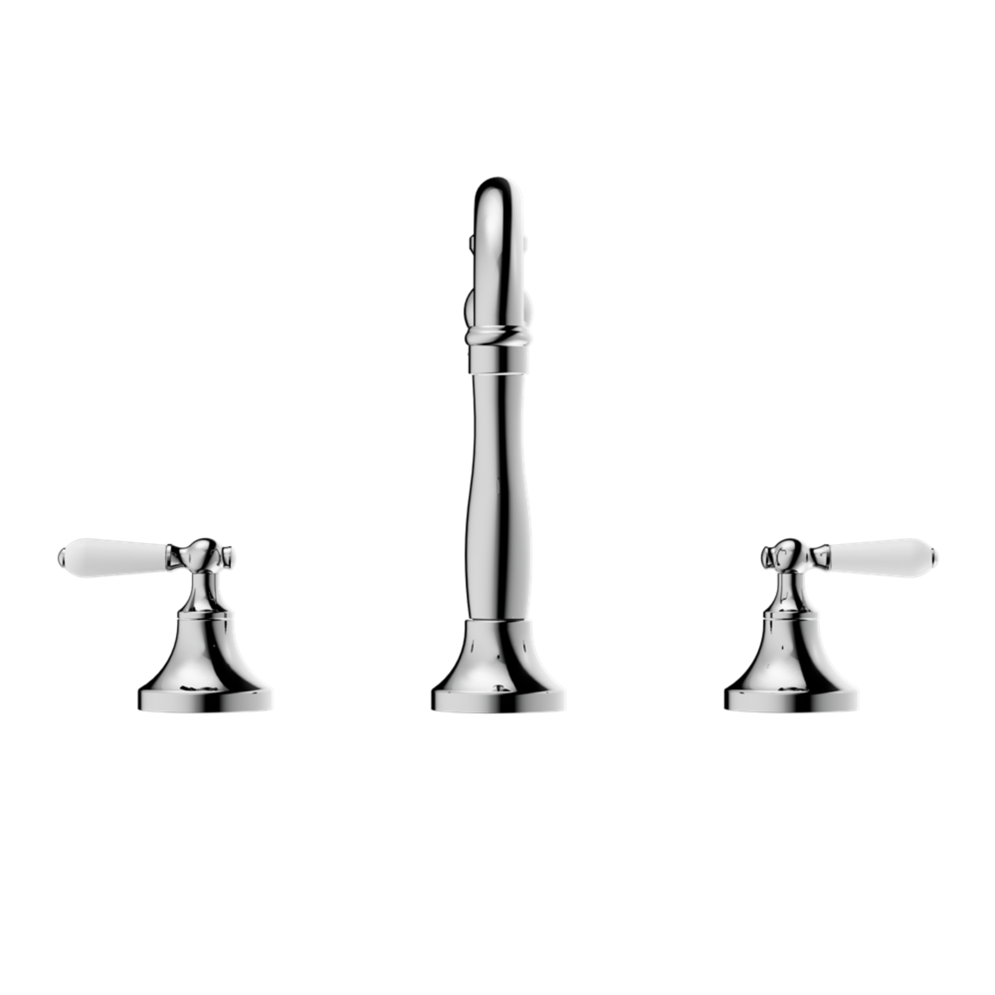 NERO YORK THREE PIECE BASIN SET WITH WHITE PORCELAIN LEVER CHROME