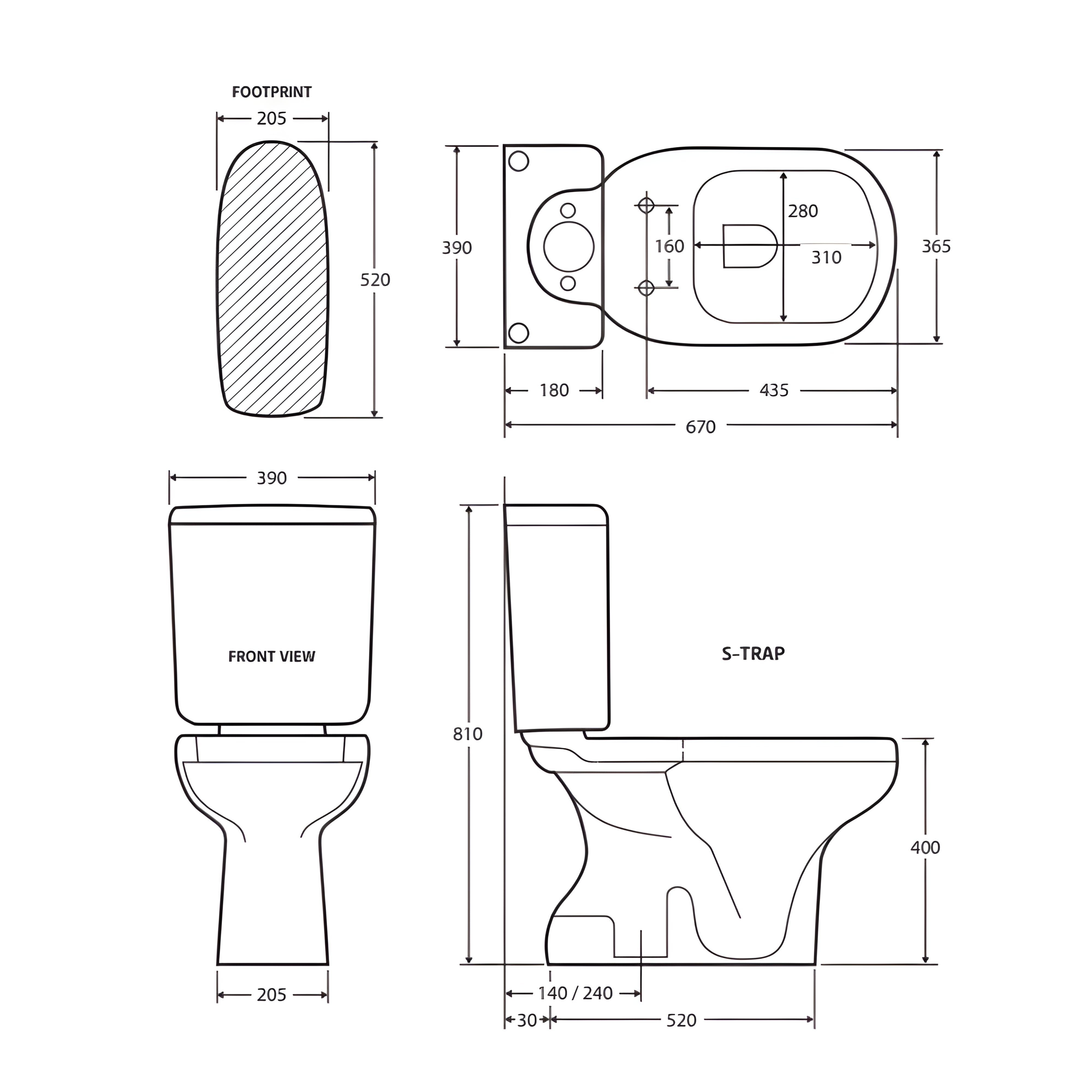 FIENZA RAK LIWA CLOSE COUPLED TOILET SUITE ALPINE WHITE WITH S-TRAP