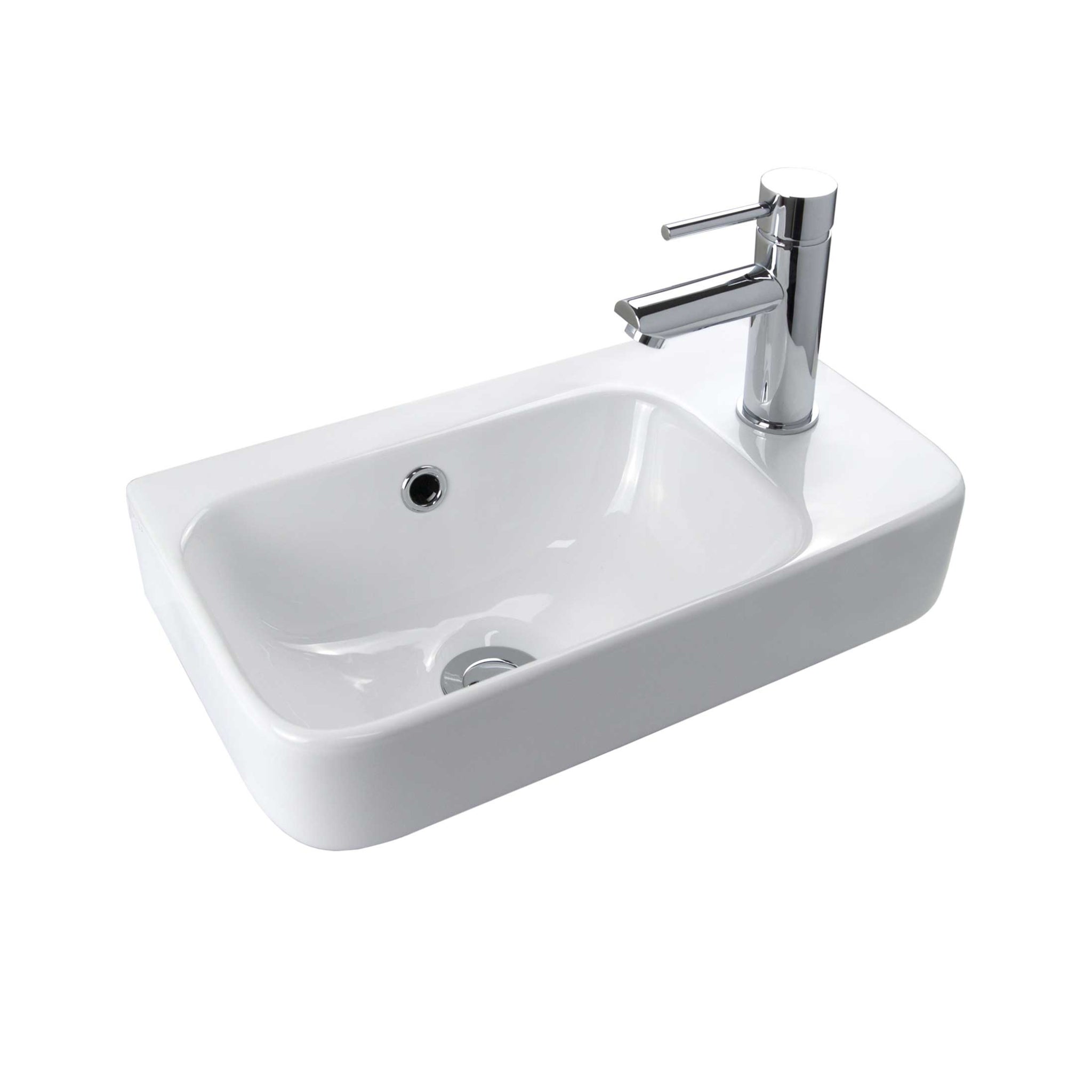 SEIMA LIMNI 260 WALL HUNG BASIN WITH OVERFLOW GLOSS WHITE 450MM