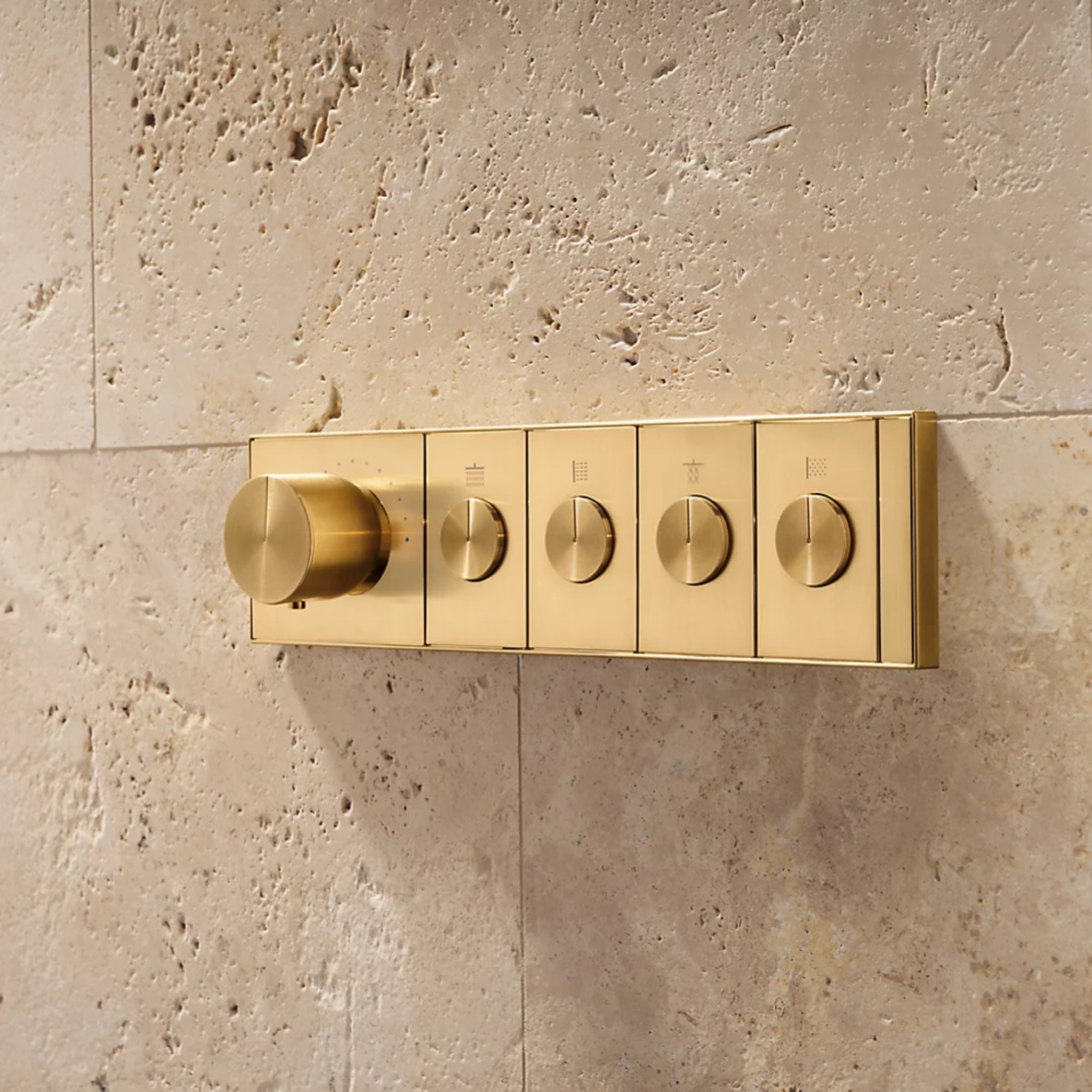 KOHLER ANTHEM FOUR OUTLET RECESSED MECHANICAL THERMOSTATIC CONTROL PANEL AND VALVE COMPLETE KIT BRUSHED BRASS
