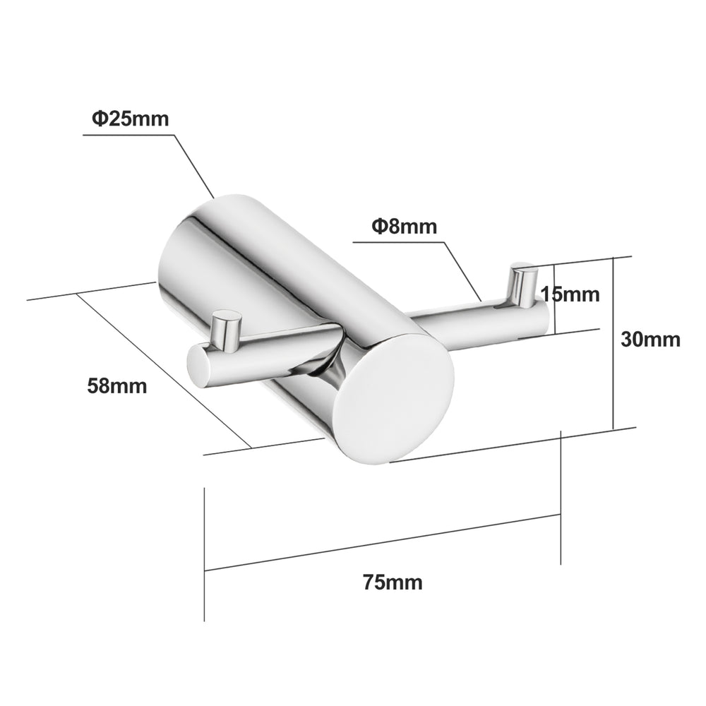 AQUAPERLA DOUBLE ROBE HOOK CHROME