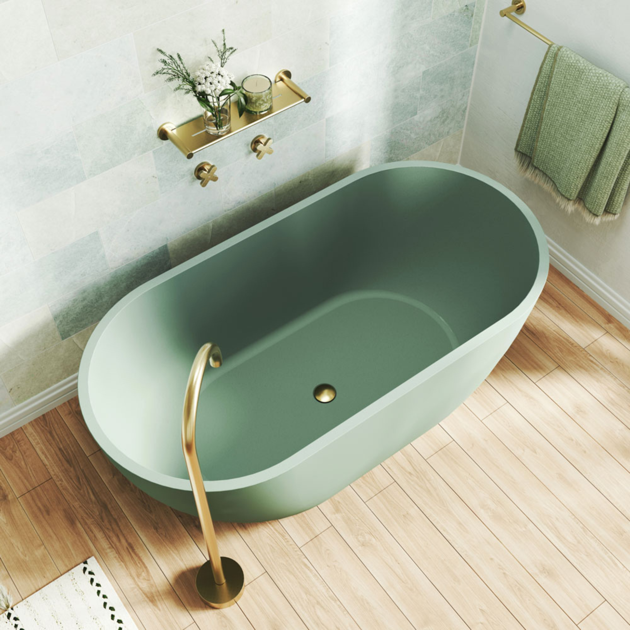 FIENZA JADA CONCRETE FREESTANDING BATHTUB SAGE 1500MM