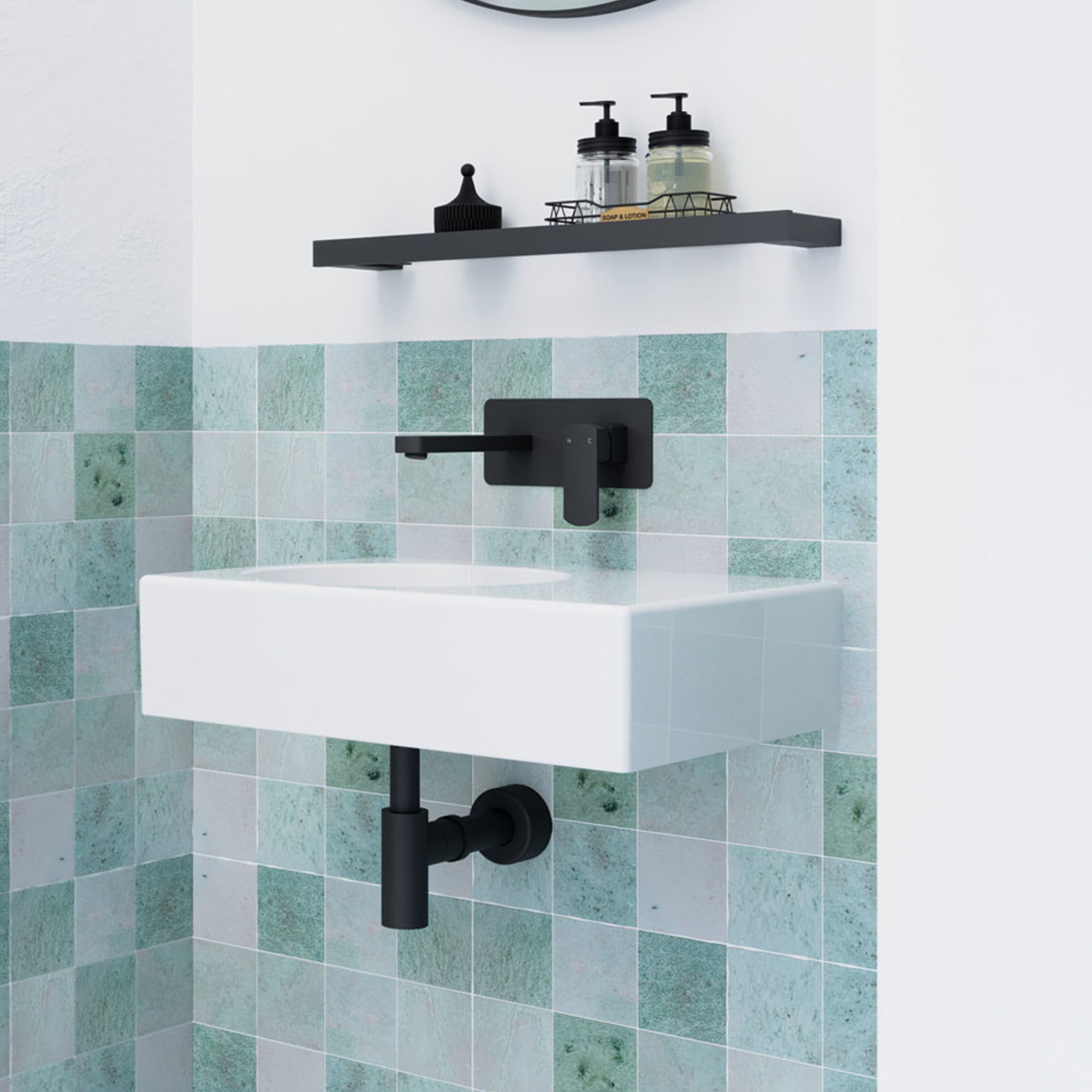 FIENZA REBA WALL HUNG LEFT-HAND BASIN GLOSS WHITE 600MM