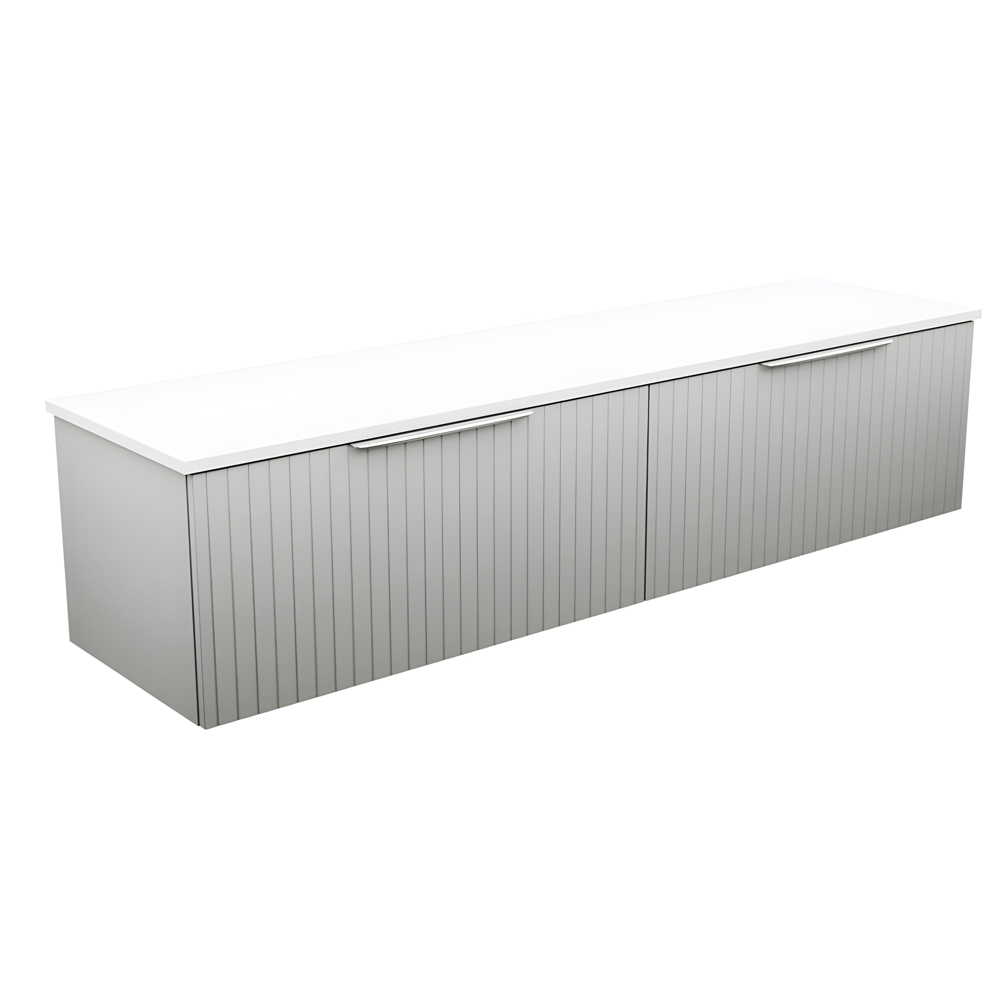 FIENZA BAYVIEW STONE GREY MATTE 1800MM DOUBLE BOWL WALL HUNG VANITY