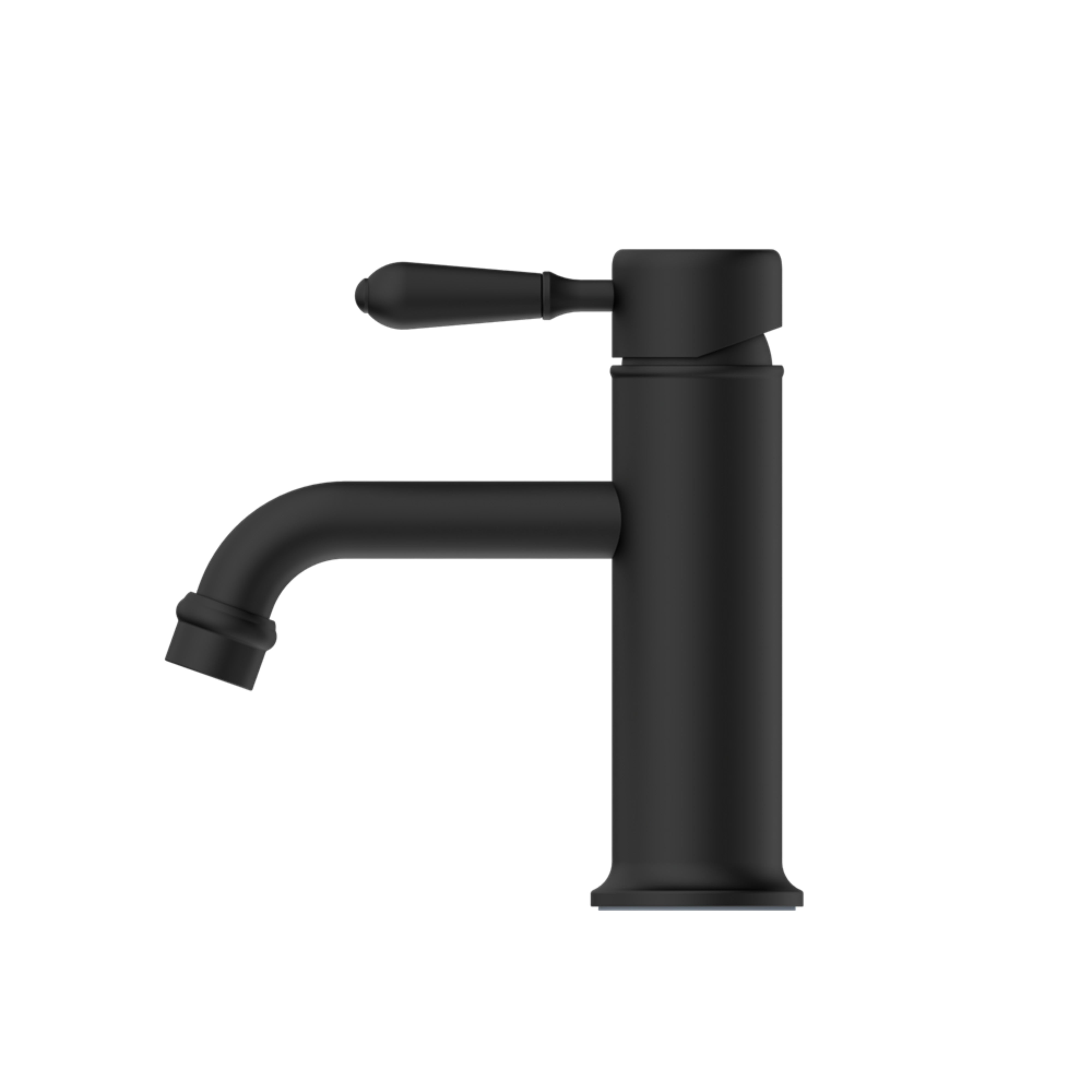 NERO YORK STRAIGHT BASIN MIXER WITH METAL LEVER 170MM MATTE BLACK