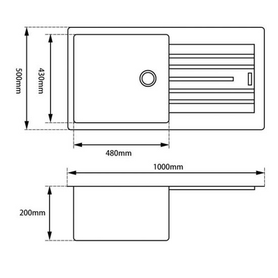 AQUAPERLA GRANITE SINGLE BOWL DRAINBOARD KITCHEN SINK WHITE 1000MM