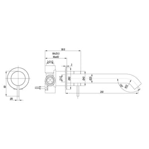 LINKWARE ELLE 316 WALL BASIN / BATH MIXER 200MM CHROME