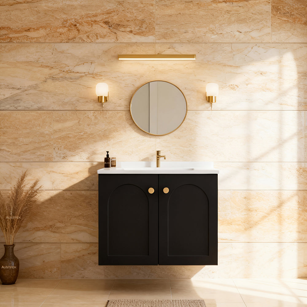 LUKKA CHESTER FEDERATION MATTE BLACK 600MM SINGLE BOWL WALL HUNG VANITY