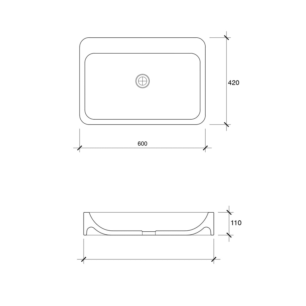 VEROTTI DAKOTA ABOVE COUNTER CONCRETE BASIN MATTE GREY 600MM