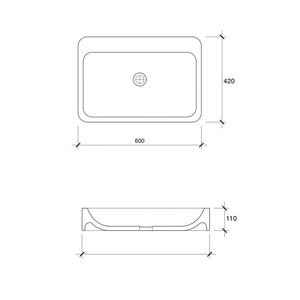 VEROTTI DAKOTA ABOVE COUNTER CONCRETE BASIN MATTE GREY 600MM
