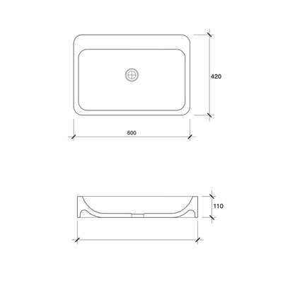 VEROTTI DAKOTA ABOVE COUNTER CONCRETE BASIN MATTE GREY 600MM
