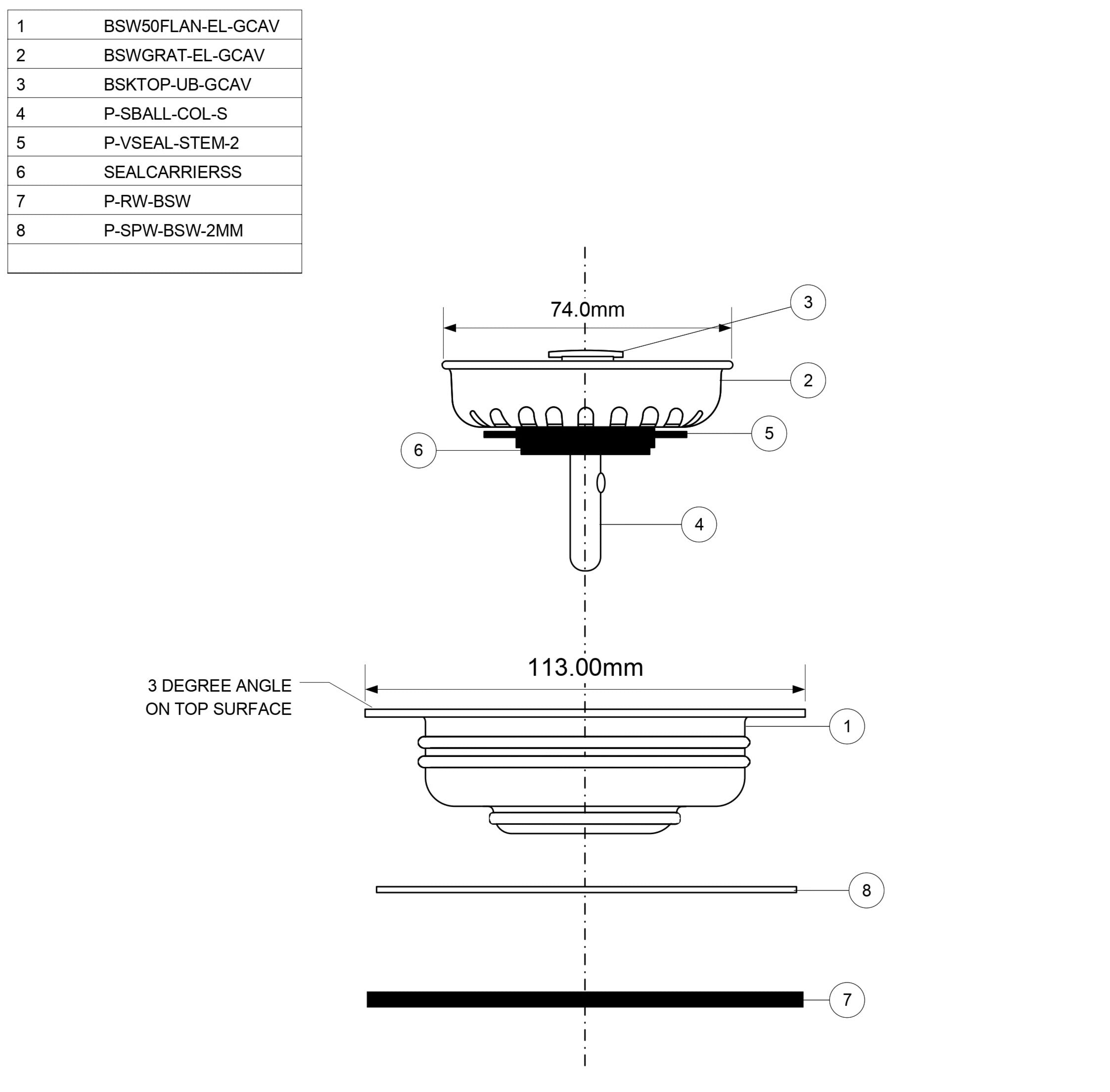 ABEY STRAINER & FLANGE BLACK